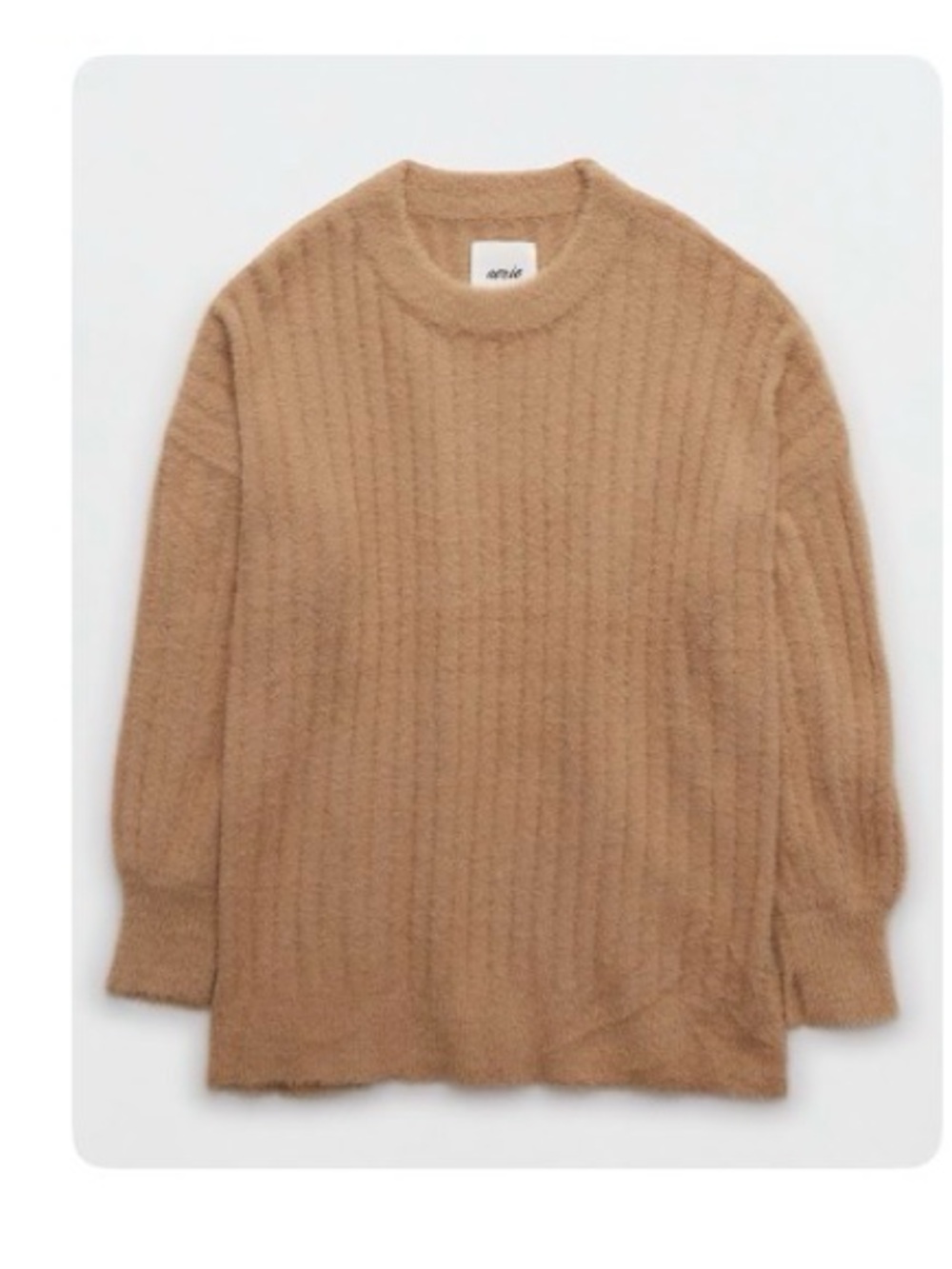 Women’s aerie buttercream sweater Crewneck Ribbed Sweater - Camel